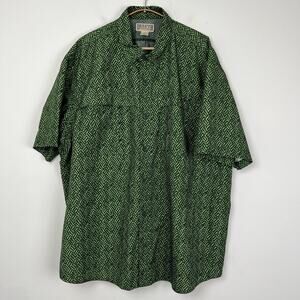 Duluth Trading Co Men's 2XL Button Up Fishing Shirt‎ Vented Wicking Green